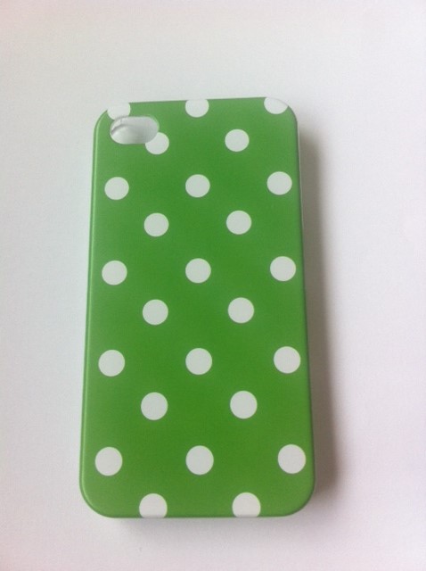 Apple Iphone 4 case groen/witte stippen